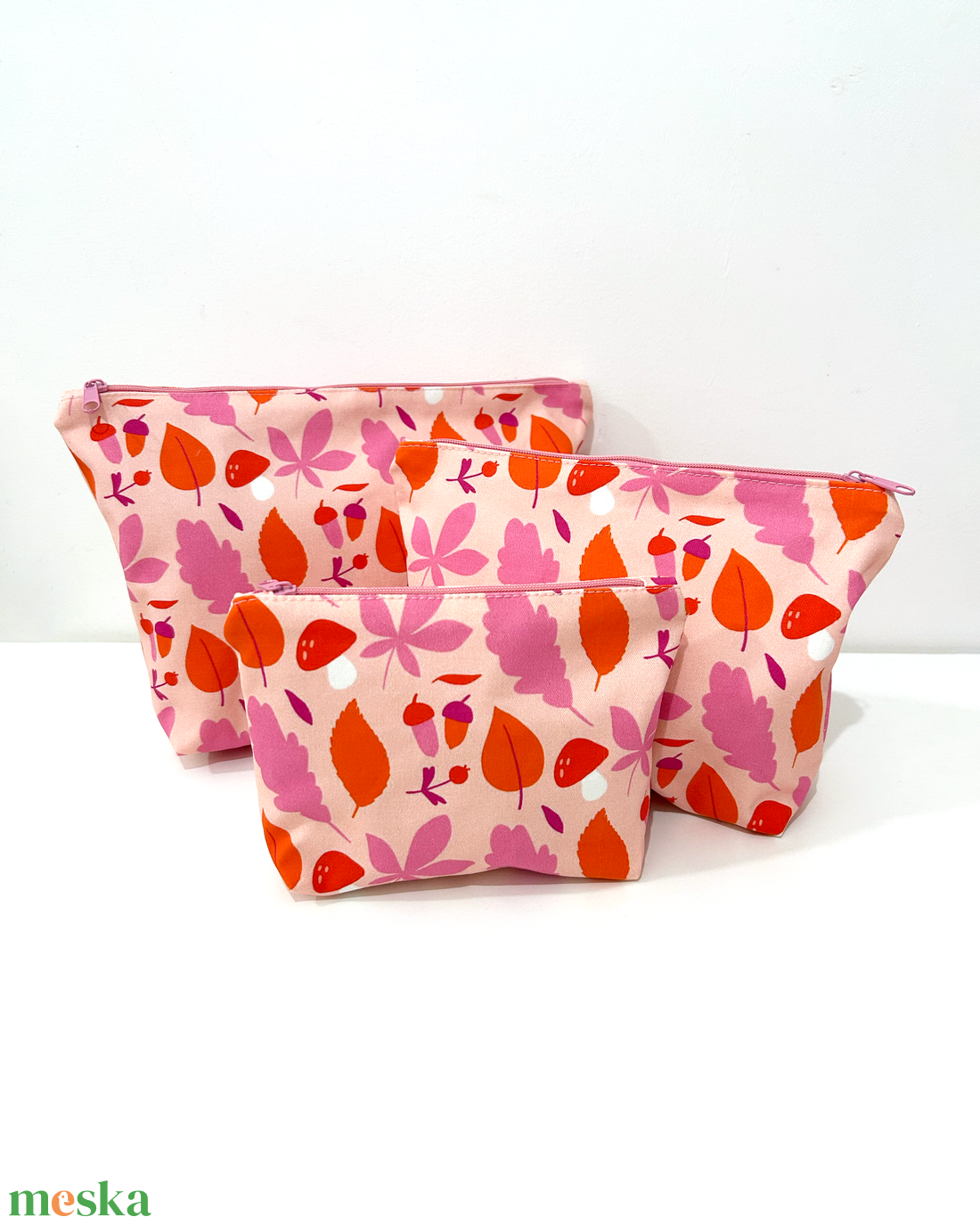 Őszi levél mintás pipere táska szett - táska & tok - neszesszer - Meska.hu