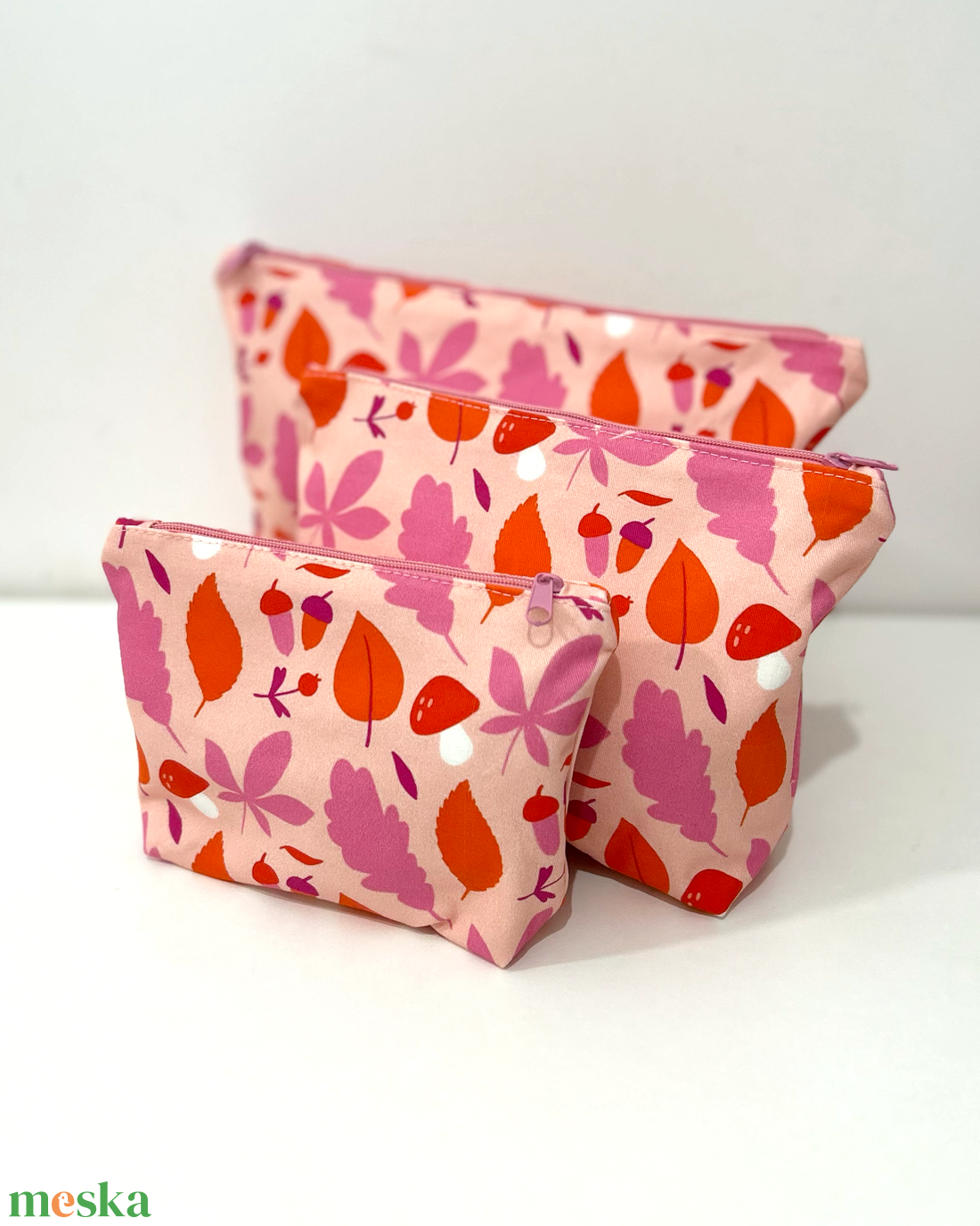 Őszi levél mintás pipere táska szett - táska & tok - neszesszer - Meska.hu