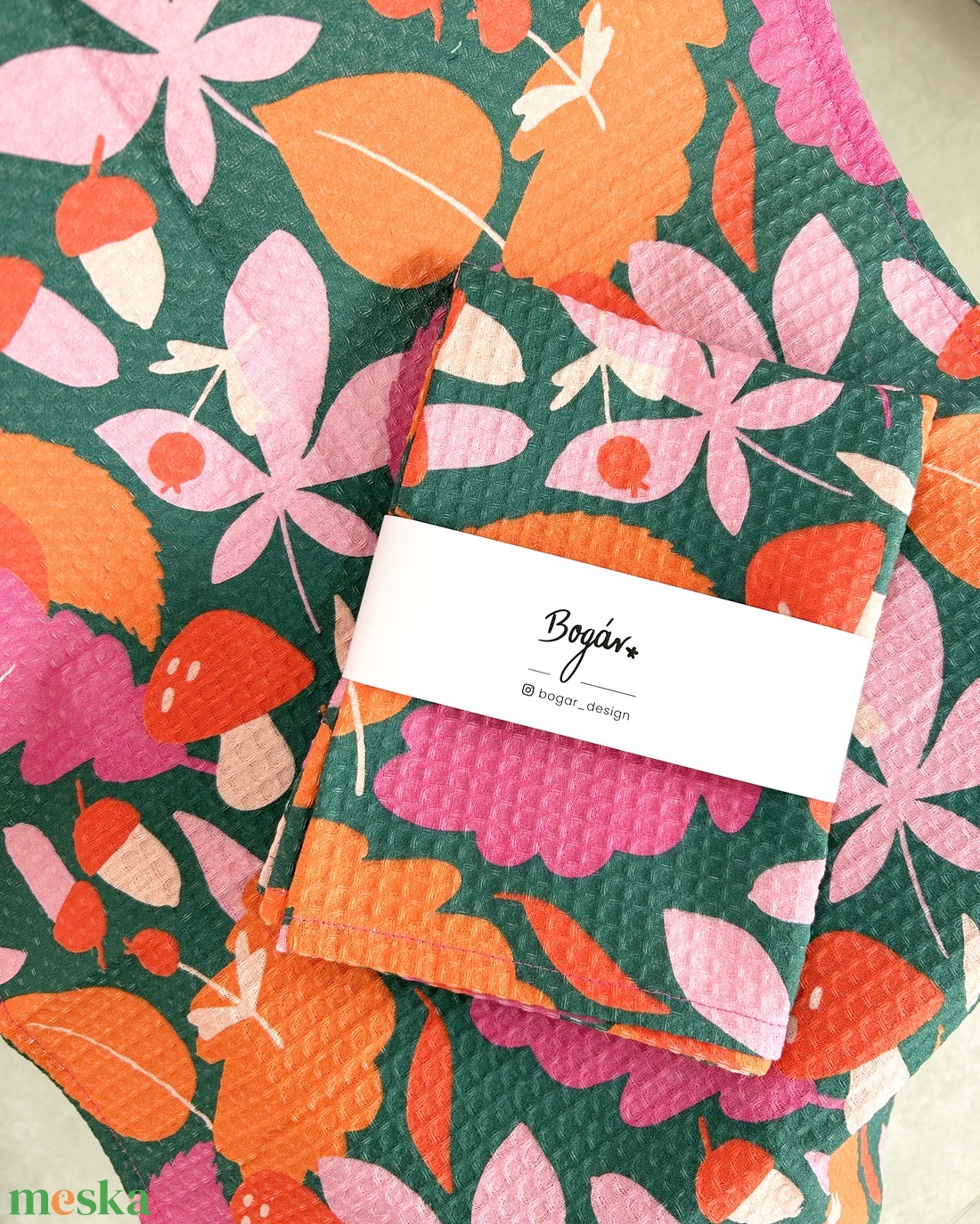 Őszi levél mintás konyhai kéztörlő - otthon & életmód - konyhafelszerelés, tálalás - konyhai textil - konyharuha & törlőkendő - Meska.hu