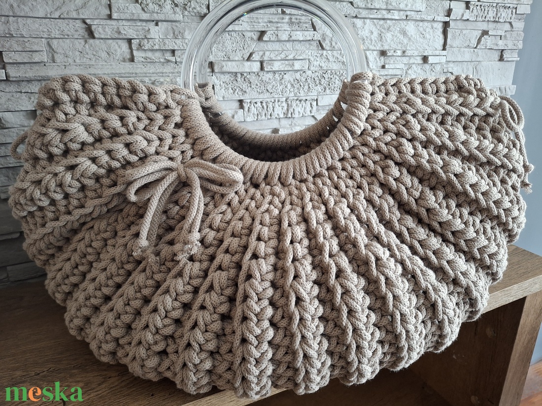 Horgolt kosár táska - táska & tok - bevásárlás & shopper táska - kenyeres zsák - Meska.hu