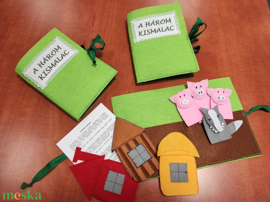 Textil mesekönyv - A három kismalac  - játék & sport - bábok - ujjbáb - Meska.hu