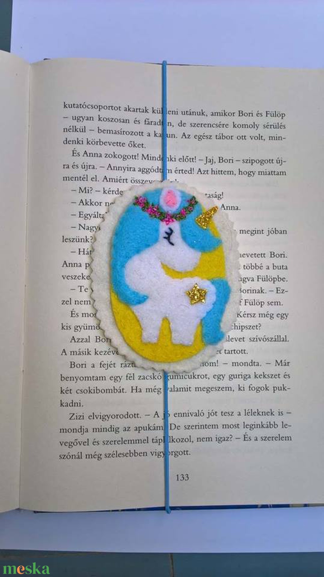 Unikornis könyvjelző-kék - könyv & zene - könyvjelző - Meska.hu