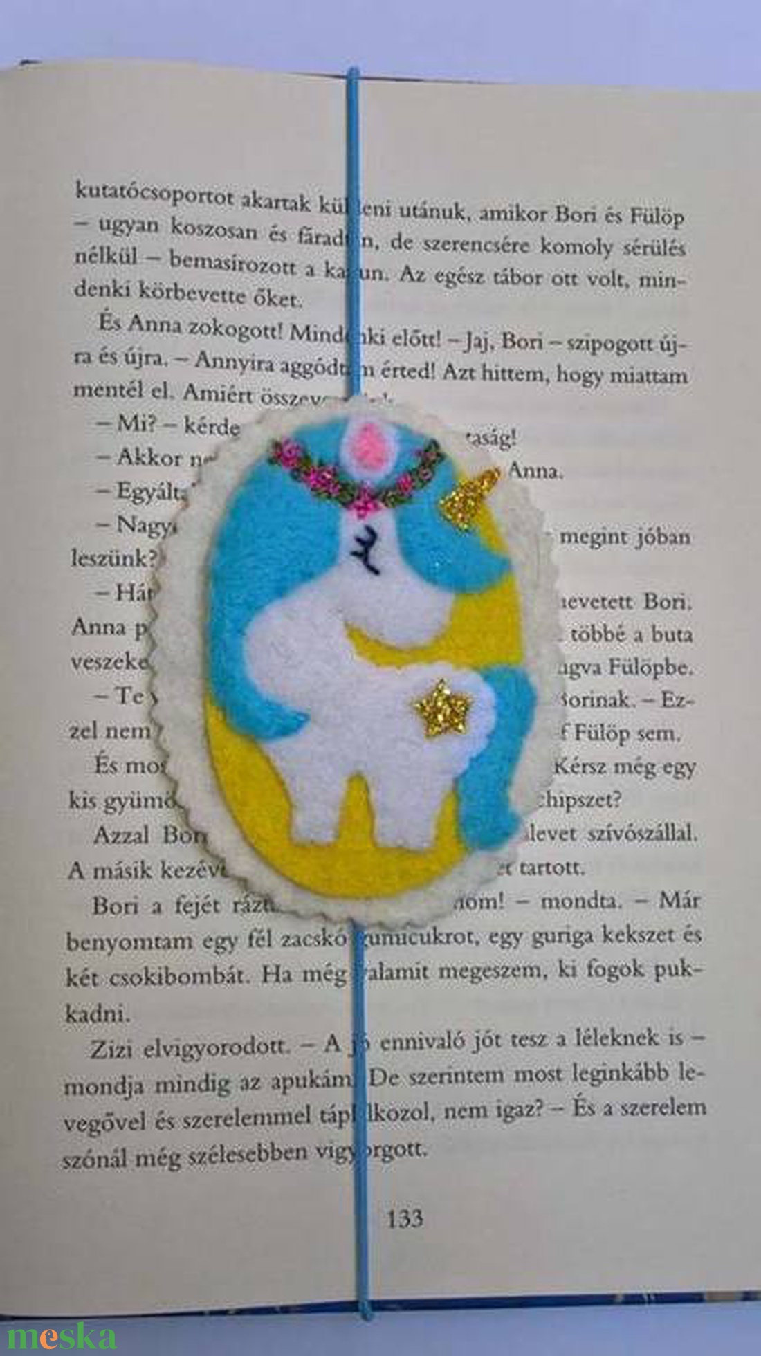 Unikornis könyvjelző-kék - könyv & zene - könyvjelző - Meska.hu