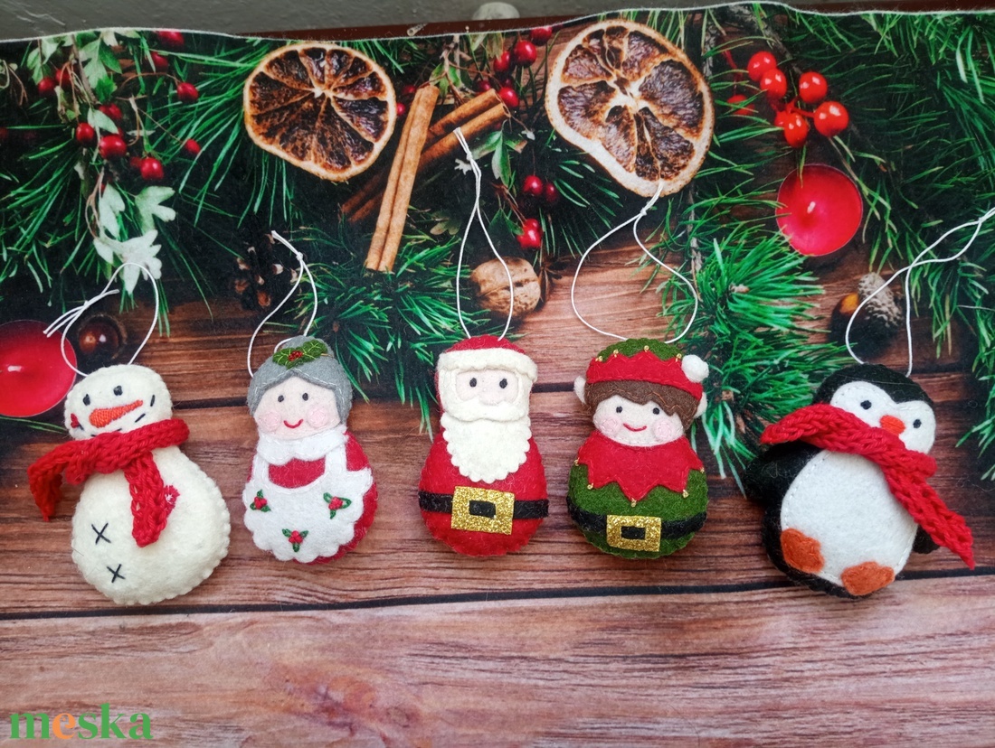 Karácsonyi díszek (5 db/csomag) - karácsony - karácsonyi lakásdekoráció - karácsonyfadíszek - Meska.hu