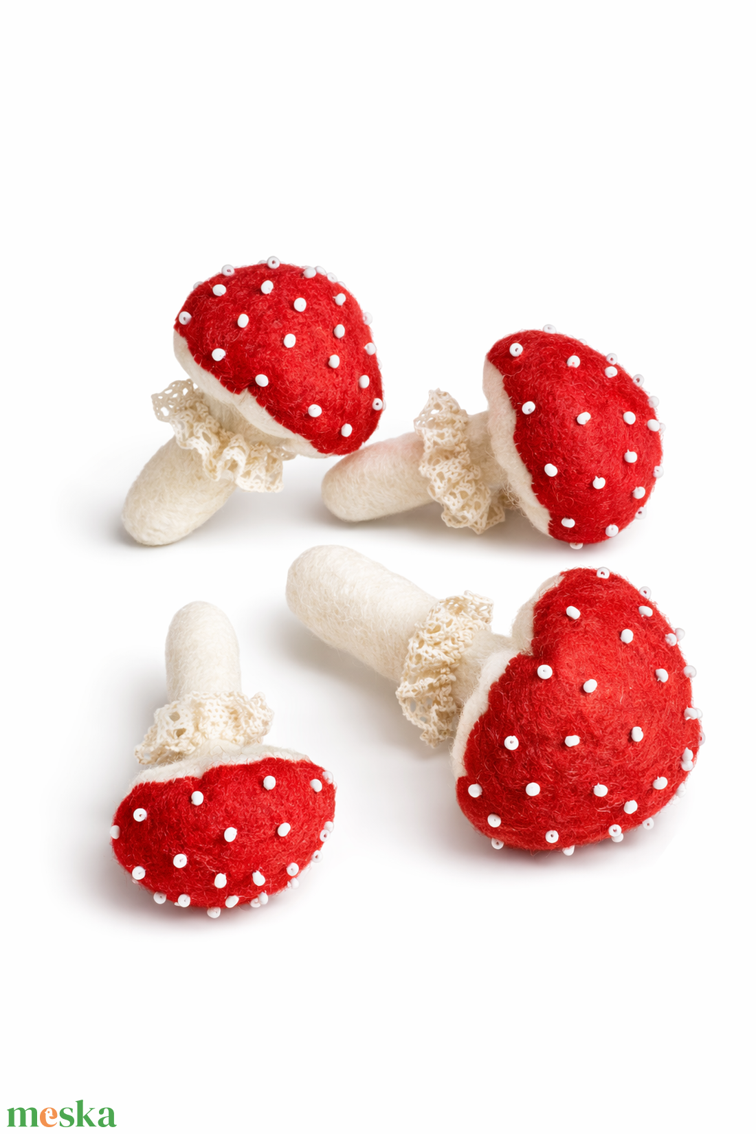 Gomba karácsonyfadíszek 4 db - karácsony - karácsonyi lakásdekoráció - karácsonyfadíszek - Meska.hu