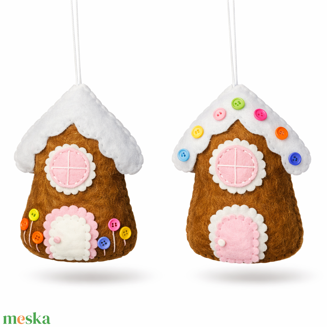 Mézeskalács házikó 2 db - karácsony - karácsonyi lakásdekoráció - karácsonyfadíszek - Meska.hu