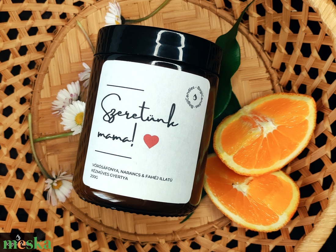 Szeretünk Mama Illatgyertya 200g, Ajándék nagymamának, dédinek Anyák napjára - otthon & életmód - gyertya, illat, aroma - gyertya - Meska.hu
