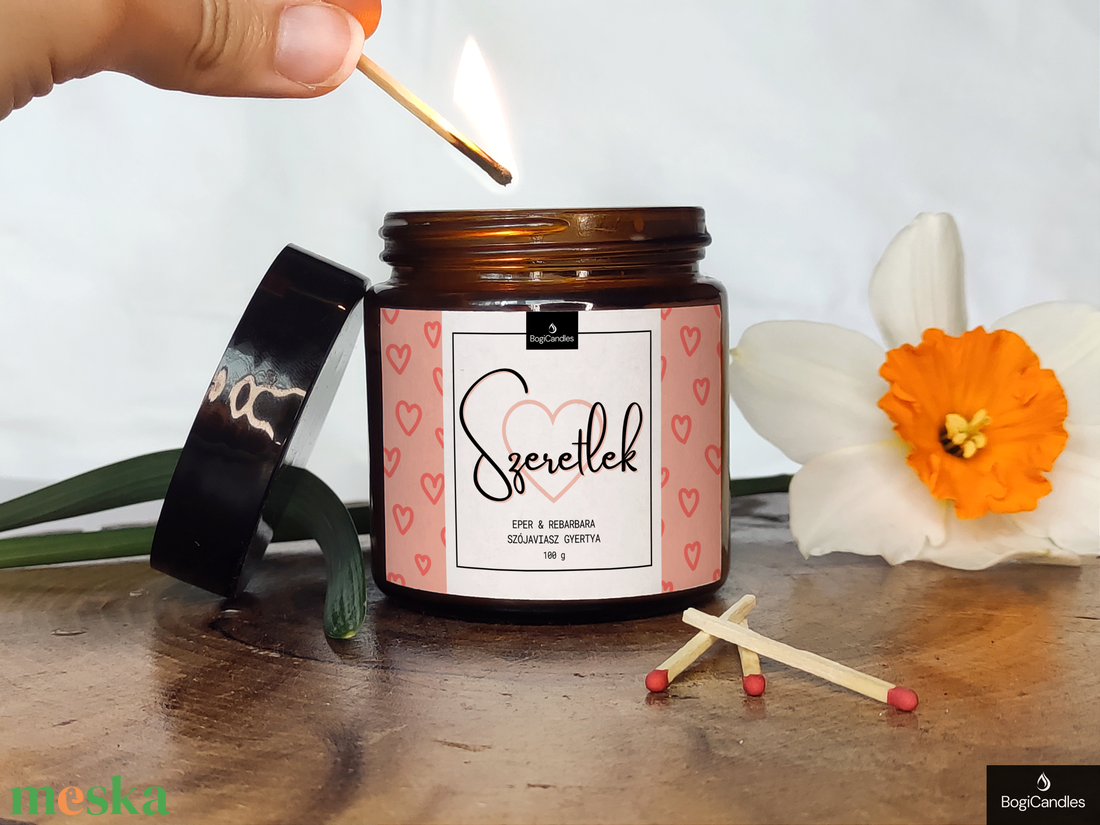Szeretlek Illatgyertya - 120g, Ajándék barátnak barátnőnek - otthon & életmód - gyertya, illat, aroma - gyertya - Meska.hu