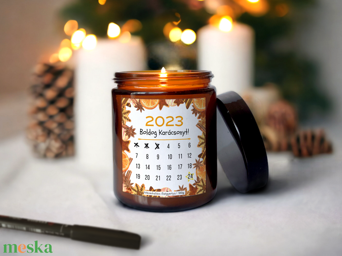 Adventi Naptár Gyertya -180g, Adventi Kalendárium Illatgyertya barátnőnek, szülőknek, tiniknek - karácsony - karácsonyi lakásdekoráció - karácsonyi illatgyertya, mécses - Meska.hu