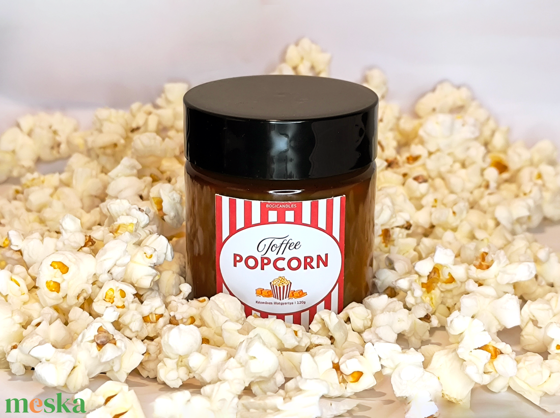 Toffee Popcorn illatgyertya 120g, édesség gyertya, szójagyertya barátnőnek, kollégának  - otthon & életmód - gyertya, illat, aroma - gyertya - Meska.hu