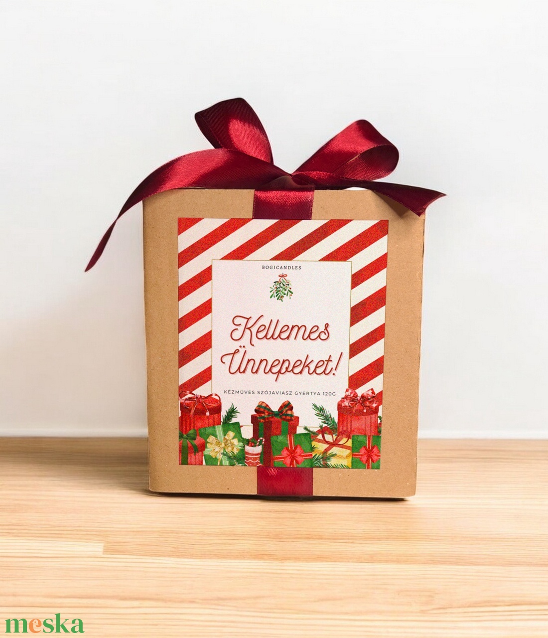 Karácsonyi Illatgyertya -120g, Áldott Ünnepeket kívánunk illatgyertya, karácsonyi apró ajándék - karácsony - karácsonyi lakásdekoráció - karácsonyi illatgyertya, mécses - Meska.hu