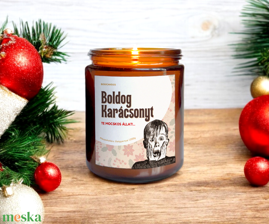 KEVIN Illatgyertya - 200g 120g, vicces Reszkessetek betörők illatgyertya, Boldog karácsonyt te mocskos állat - karácsony - karácsonyi lakásdekoráció - karácsonyi illatgyertya, mécses - Meska.hu