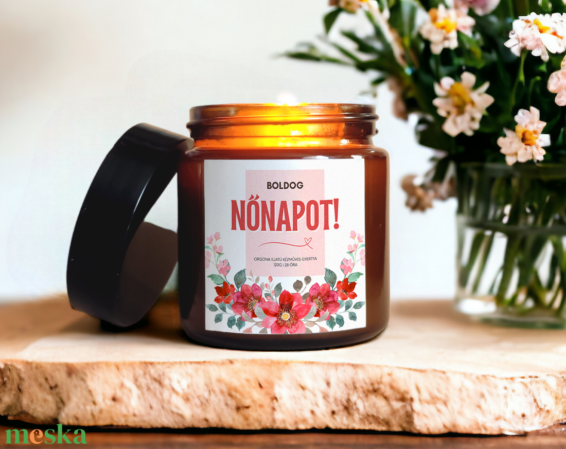 Nőnapi Illatgyertya 120g, 200g Szójaviasz gyertya Nőnapra, Nőnapi ajándék - otthon & életmód - gyertya, illat, aroma - gyertya - Meska.hu