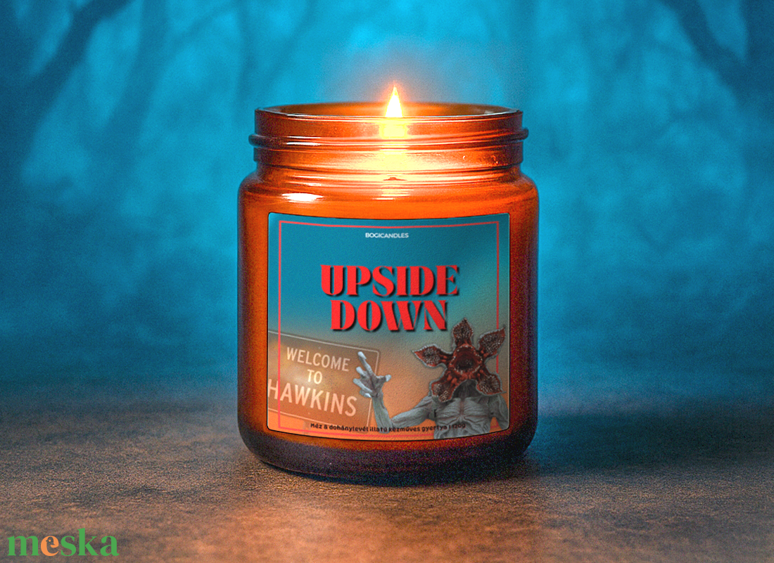 Stranger Things illatgyertya - 120g, Upside down illatgyertya, halloween gyertya - otthon & életmód - gyertya, illat, aroma - gyertya - Meska.hu