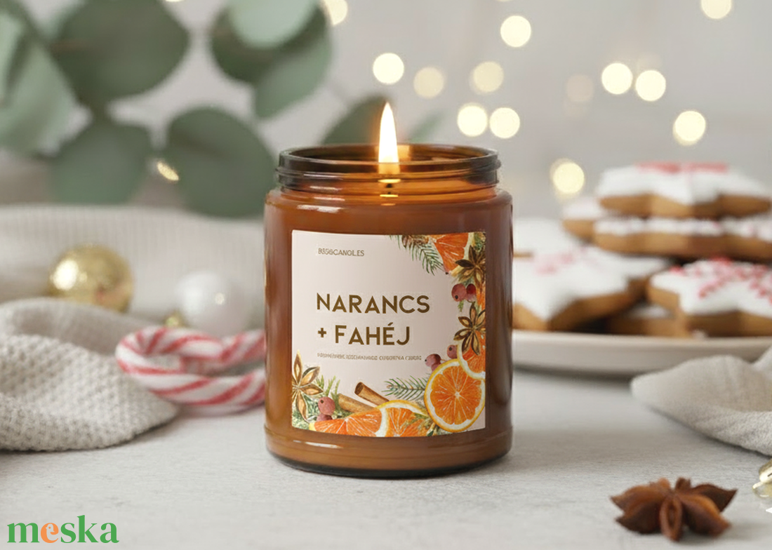 Narancs Fahéj Illatgyertya -200g 120g, Karácsonyi szójaviasz gyertya - otthon & életmód - gyertya, illat, aroma - gyertya - Meska.hu