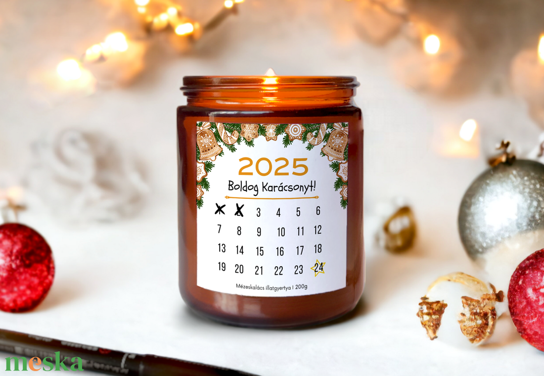 Adventi Naptár Gyertya -200g, Adventi Kalendárium Illatgyertya barátnőnek, szülőknek - karácsony - karácsonyi lakásdekoráció - karácsonyi illatgyertya, mécses - Meska.hu