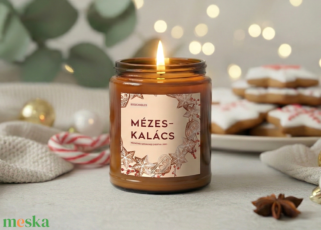 Mézeskalács Illatgyertya -200g 120g, Karácsonyi Szójaviasz gyertya - otthon & életmód - gyertya, illat, aroma - gyertya - Meska.hu