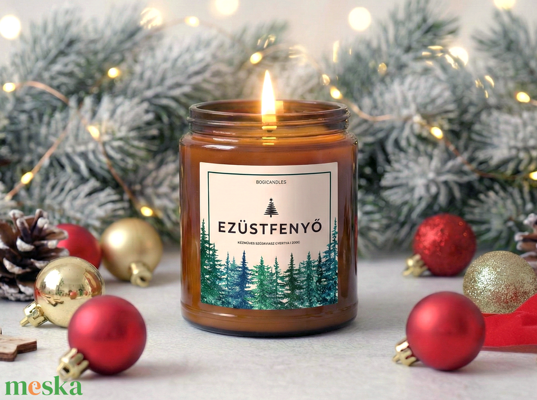 Ezüstfenyő Illatgyertya -200g 120g, Karácsonyfa illatú szójaviasz gyertya - otthon & életmód - gyertya, illat, aroma - gyertya - Meska.hu