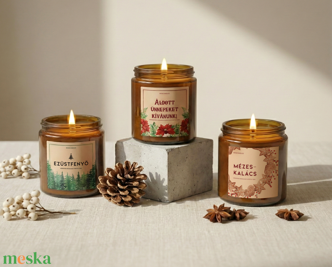 3x Karácsonyi illatgyertya szett- 120g, karácsonyi ajándék, Karácsonyi ajándékcsomag - karácsony - karácsonyi lakásdekoráció - karácsonyi illatgyertya, mécses - Meska.hu