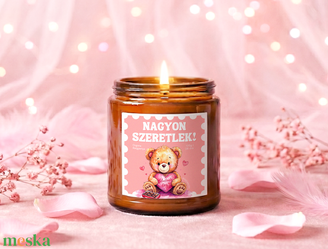 Szeretlek Illatgyertya 120g, Szójaviasz gyertya valentin napra, Valentin napi ajándék, barátnőnek, páromnak - otthon & életmód - gyertya, illat, aroma - gyertya - Meska.hu