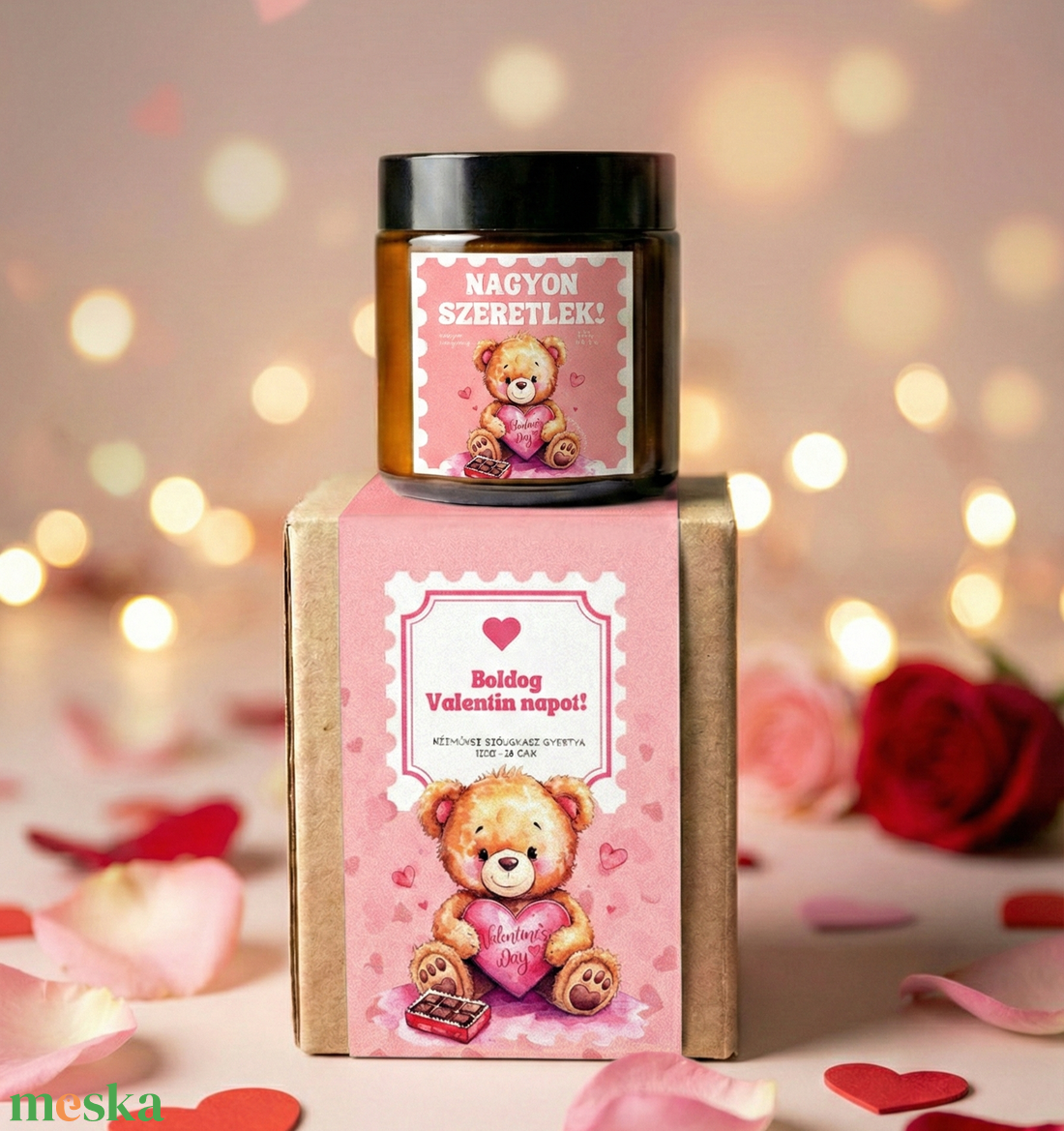 Szeretlek Illatgyertya 120g, Szójaviasz gyertya valentin napra, Valentin napi ajándék, barátnőnek, páromnak - otthon & életmód - gyertya, illat, aroma - gyertya - Meska.hu