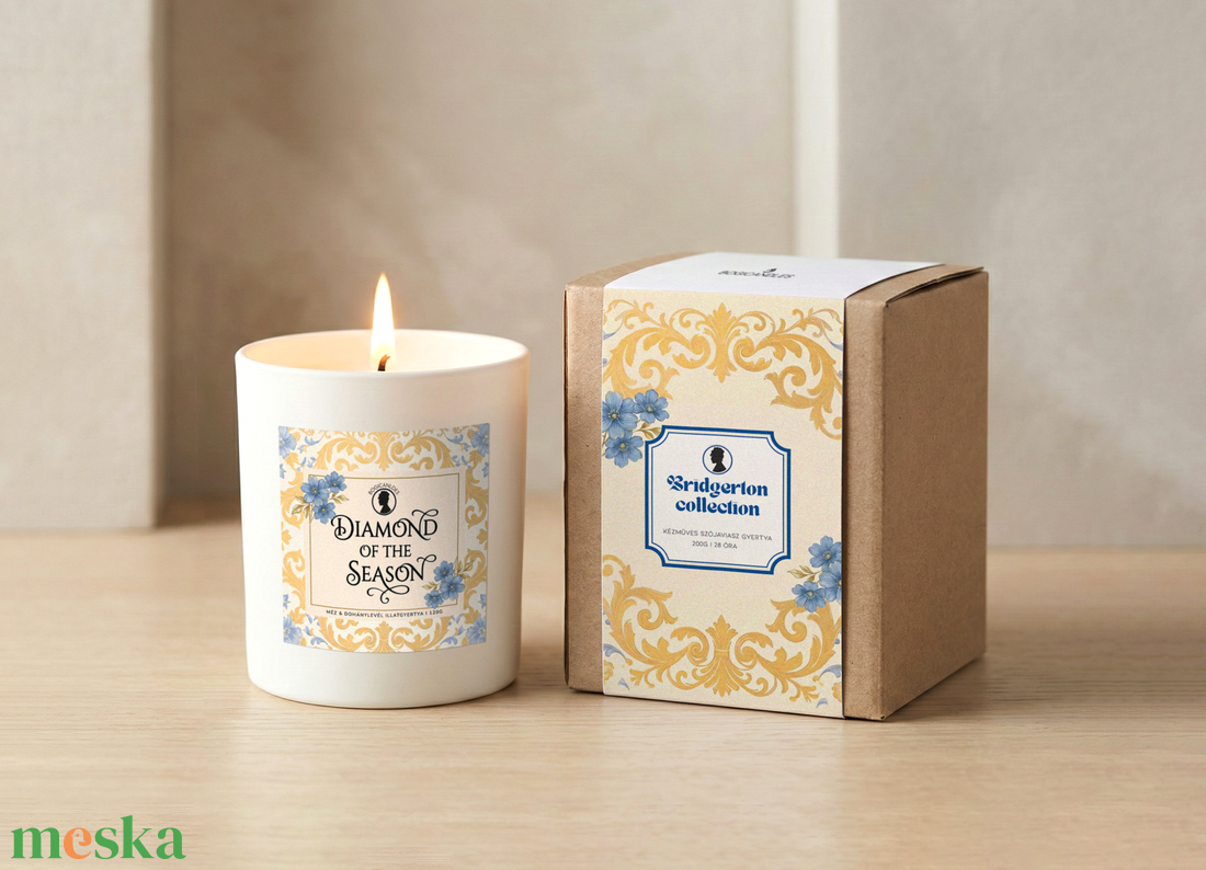 Bridgerton illatgyertya Ajándékdobozzal 200g, Diamond of the Season szójagyertya - otthon & életmód - gyertya, illat, aroma - gyertya - Meska.hu