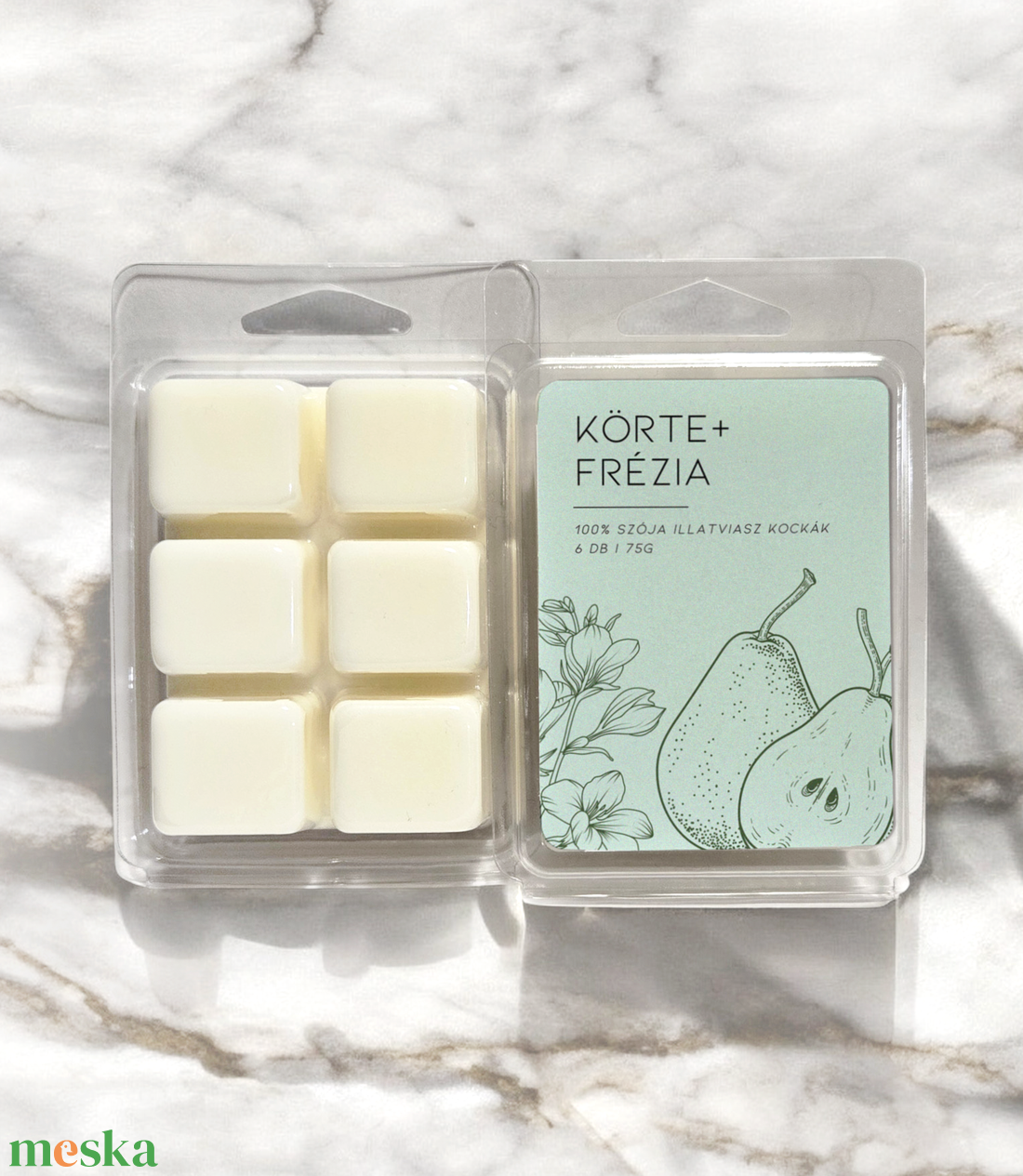 Körte Frézia illatviasz kockák 75g, Tavaszi wax melt illatviasz kocka, snap bar - otthon & életmód - gyertya, illat, aroma - illatviasz - Meska.hu