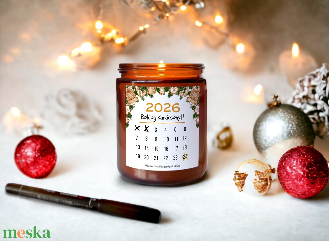 Adventi Naptár Gyertya -200g, Adventi Kalendárium Illatgyertya barátnőnek, szülőknek - karácsony - karácsonyi lakásdekoráció - karácsonyi illatgyertya, mécses - Meska.hu
