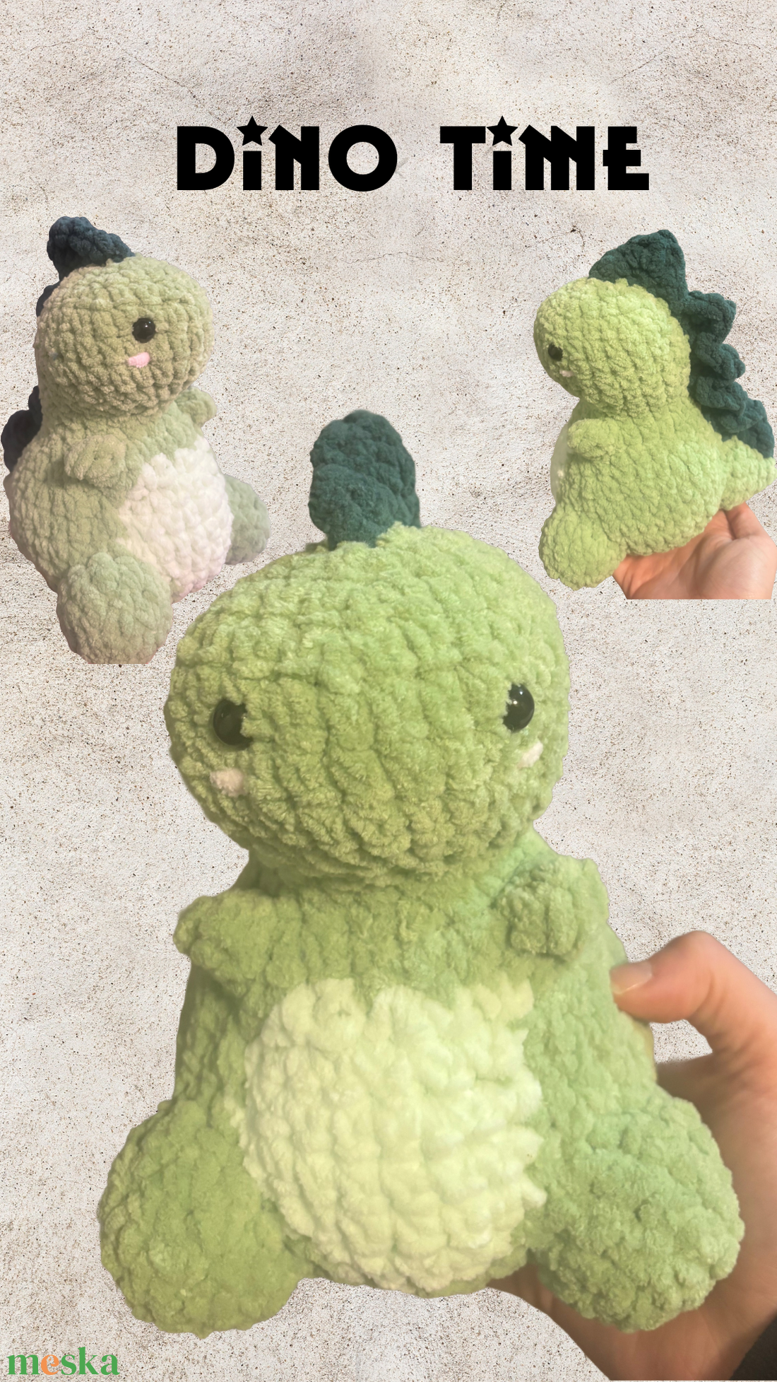 Zöld dínó - játék & sport - plüssállat & játékfigura - plüss dínók - Meska.hu