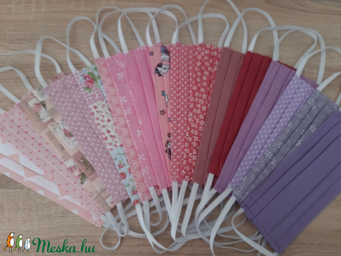 Női textil arcmaszk - világoslila pöttyös - női - női - Meska.hu