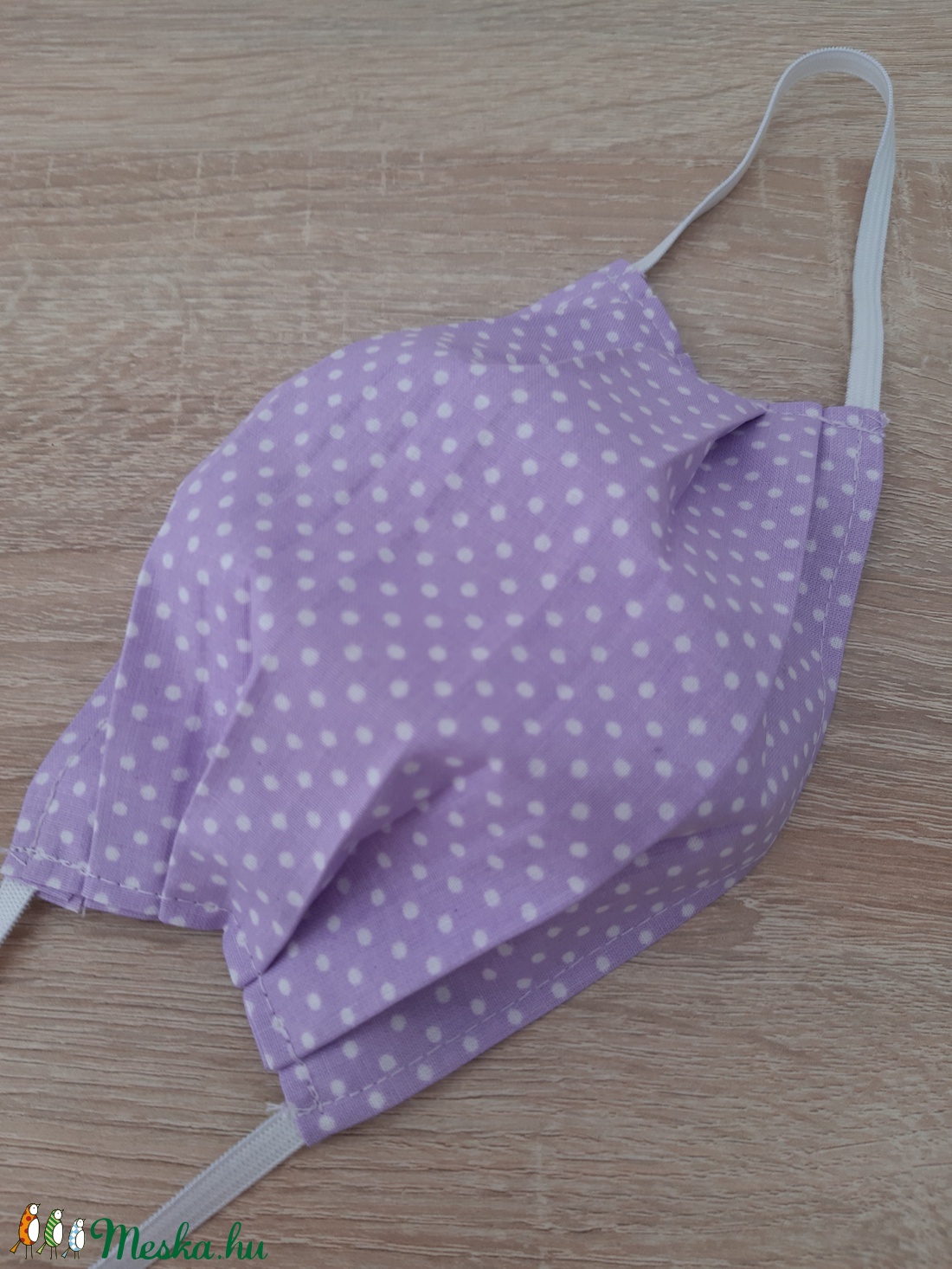 Női textil arcmaszk - világoslila pöttyös - női - női - Meska.hu
