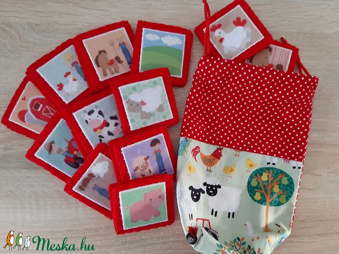Memória játék - Élet a farmon (piros színben) - játék & sport - táblajáték és kártyajáték - Meska.hu