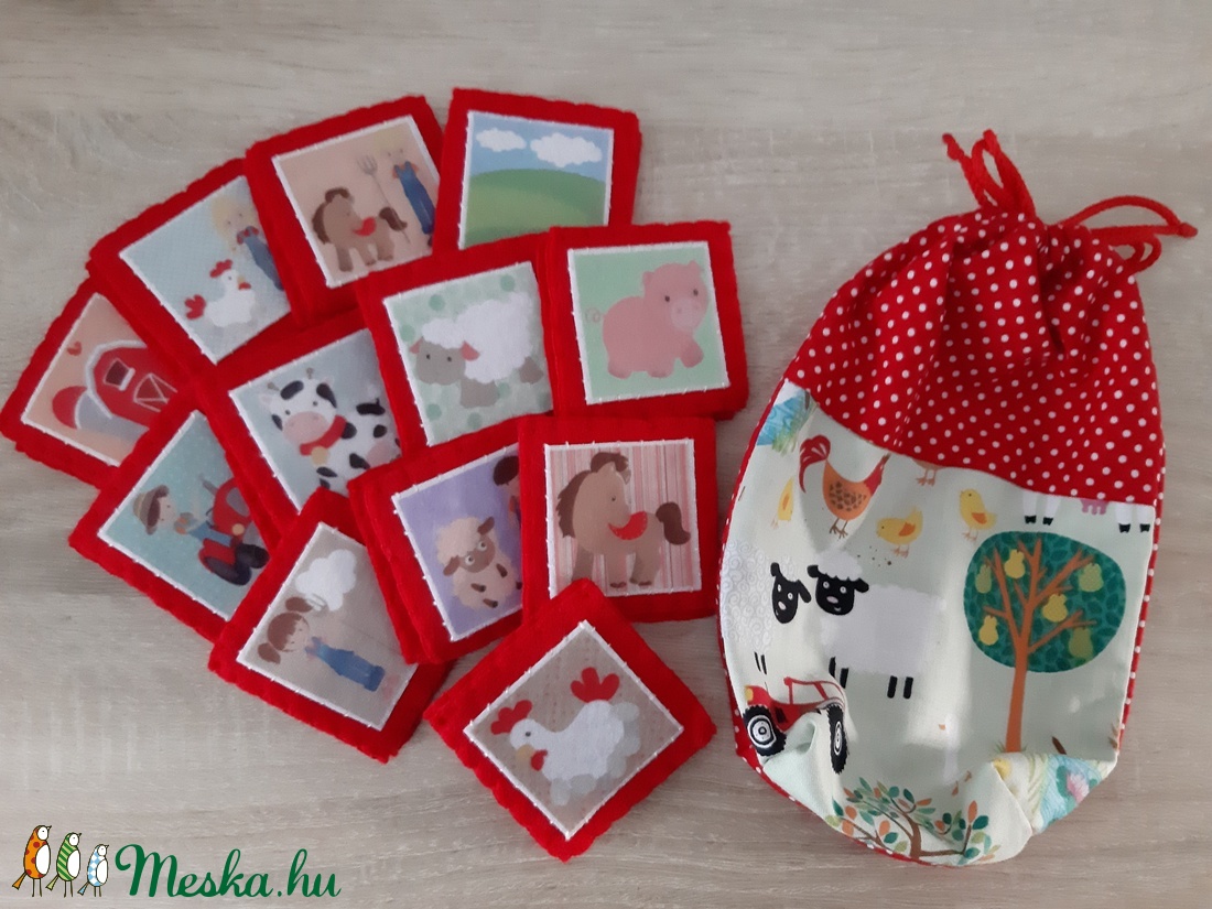 Memória játék - Élet a farmon (piros színben) - játék & sport - táblajáték és kártyajáték - Meska.hu