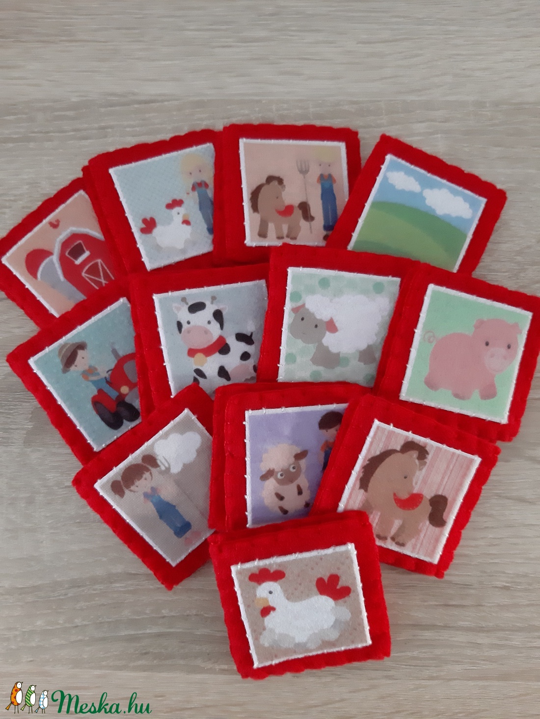 Memória játék - Élet a farmon (piros színben) - játék & sport - táblajáték és kártyajáték - Meska.hu