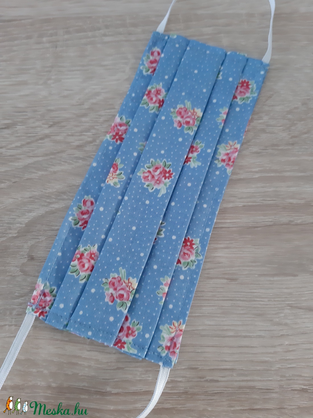 Prémium, drótos textil arcmaszk hölgyeknek - kék, romantikus virágokkal - női - női - Meska.hu