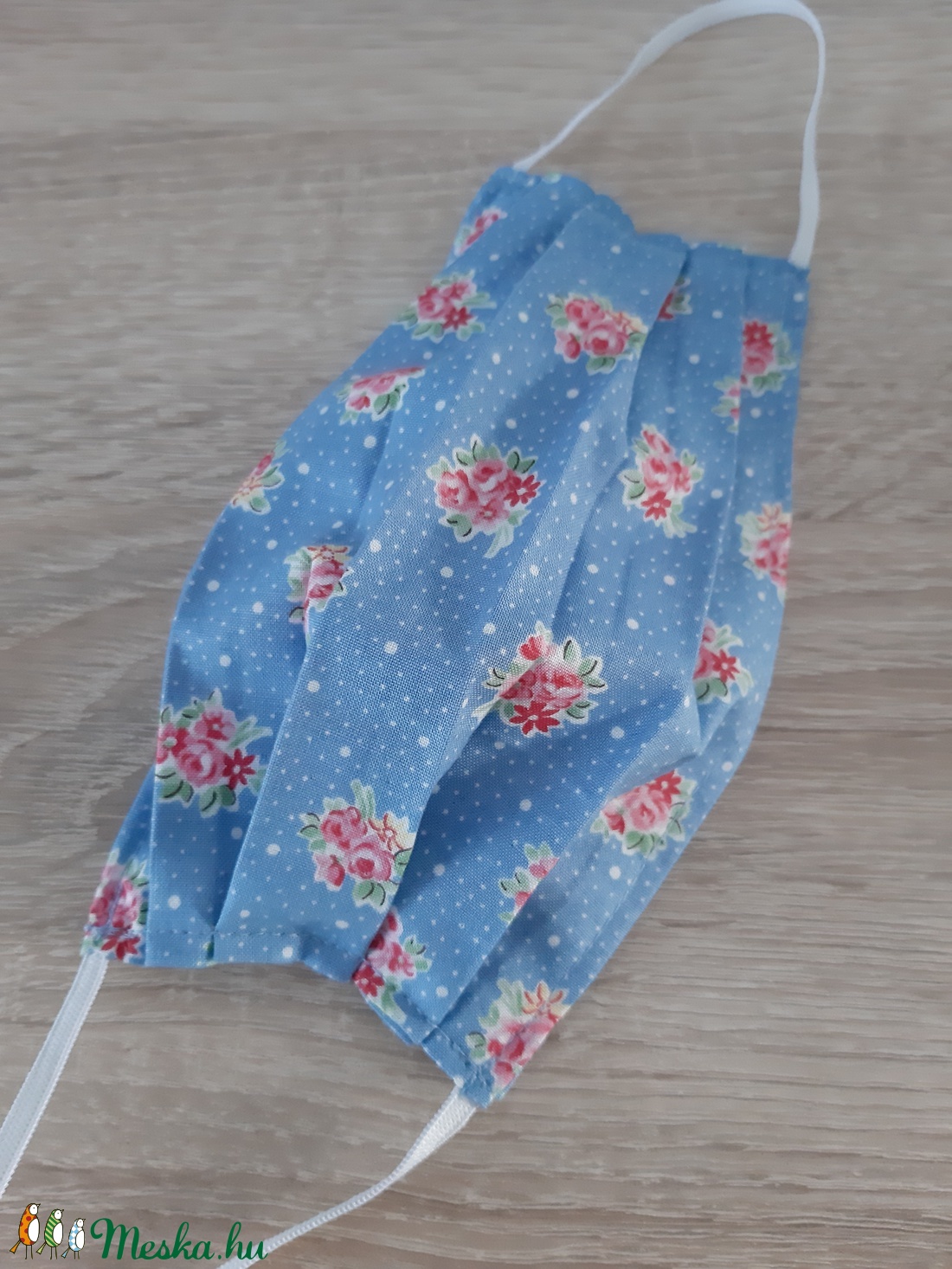 Prémium, drótos textil arcmaszk hölgyeknek - kék, romantikus virágokkal - női - női - Meska.hu