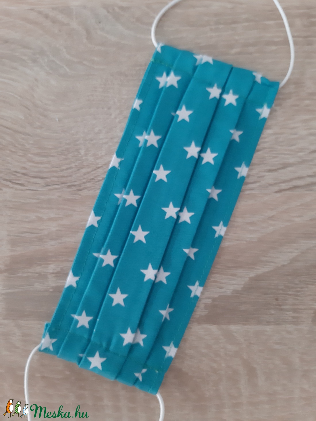 Gyermek textil maszk - türkizkék, csillagos - gyerek - gyerek - Meska.hu