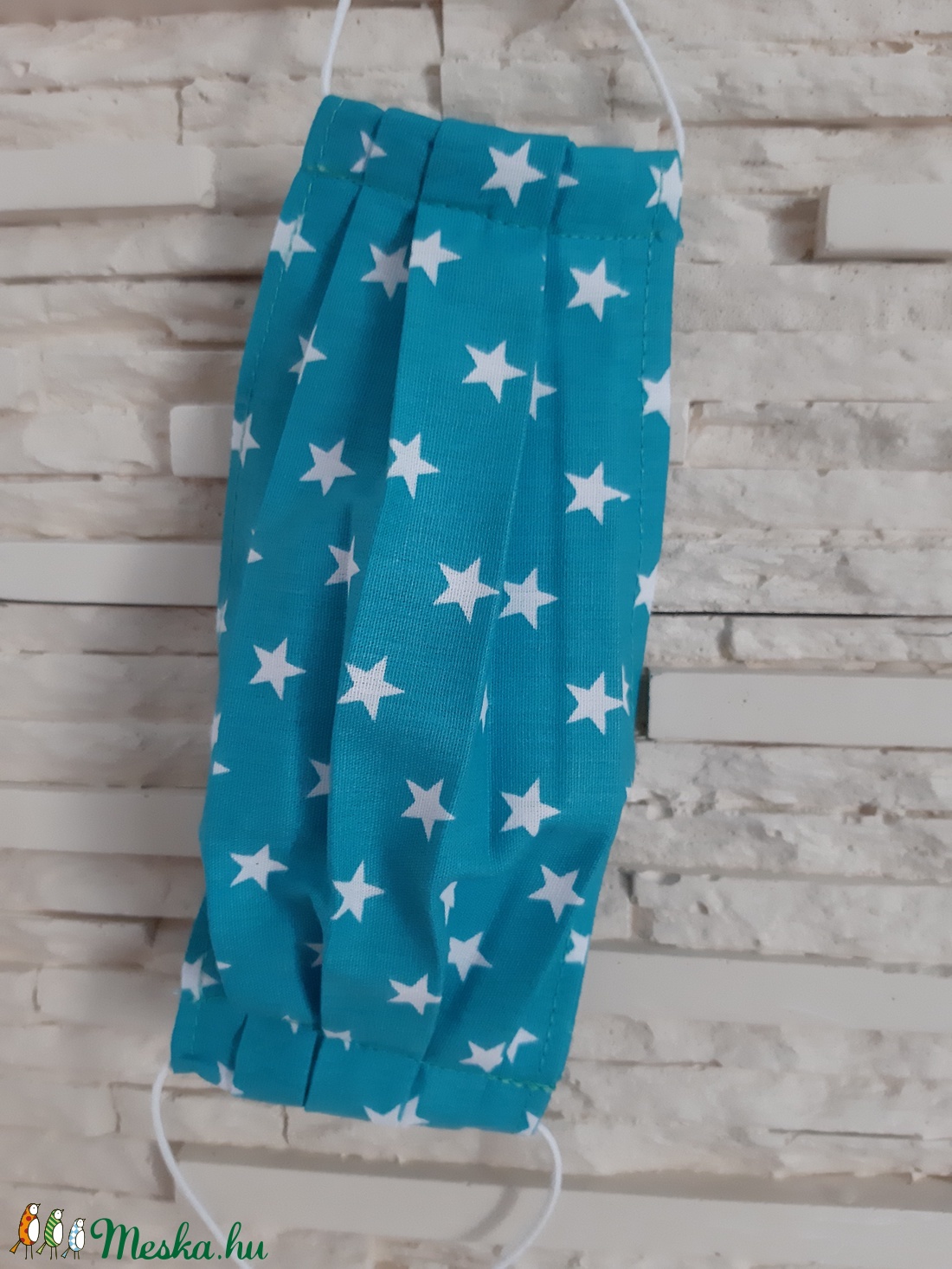 Gyermek textil maszk - türkizkék, csillagos - gyerek - gyerek - Meska.hu