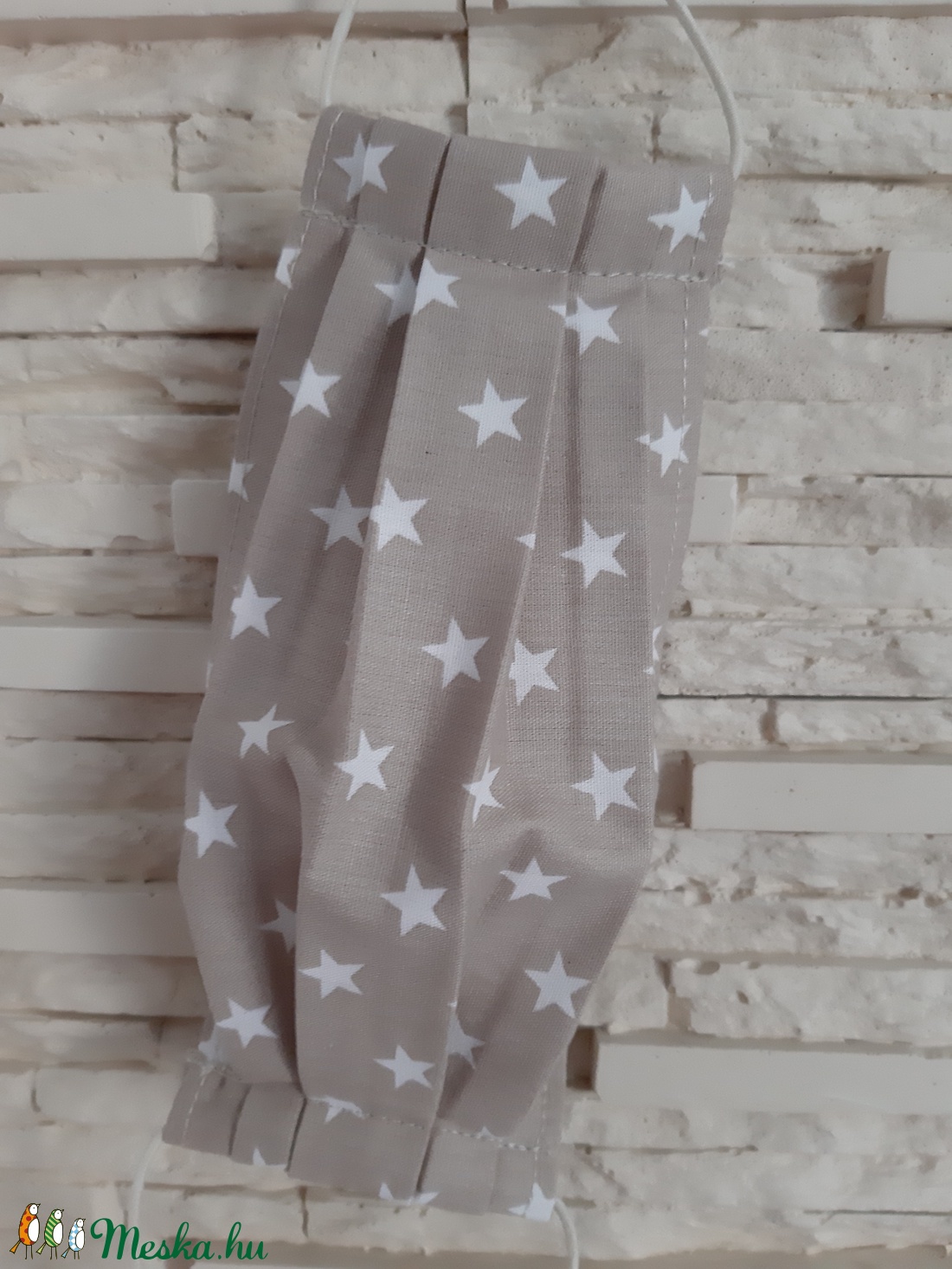 Gyermek textil maszk - halványbarna, csillagos - gyerek - gyerek - Meska.hu