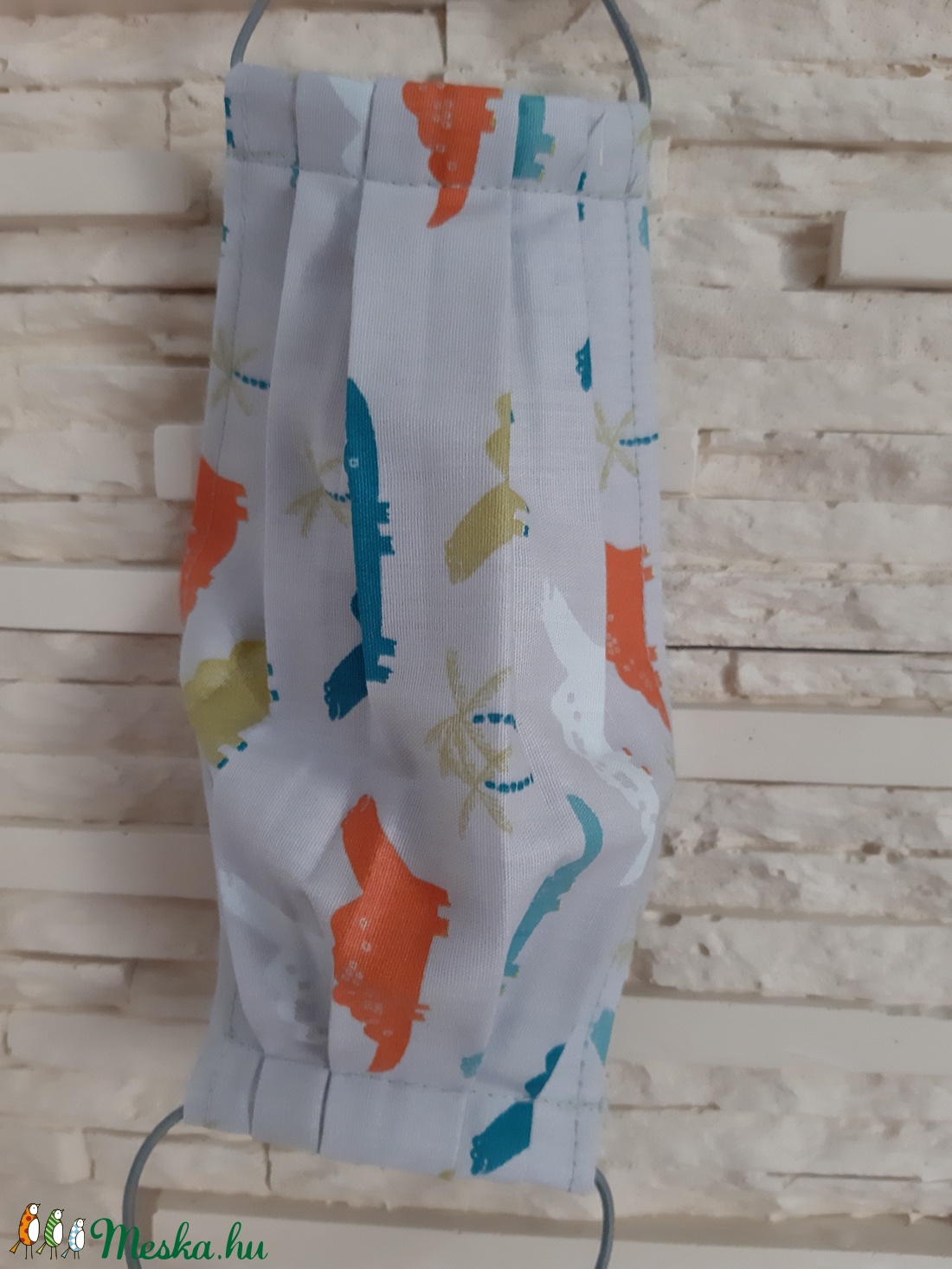 Gyermek textil maszk - szürke, dínós - gyerek - gyerek - Meska.hu