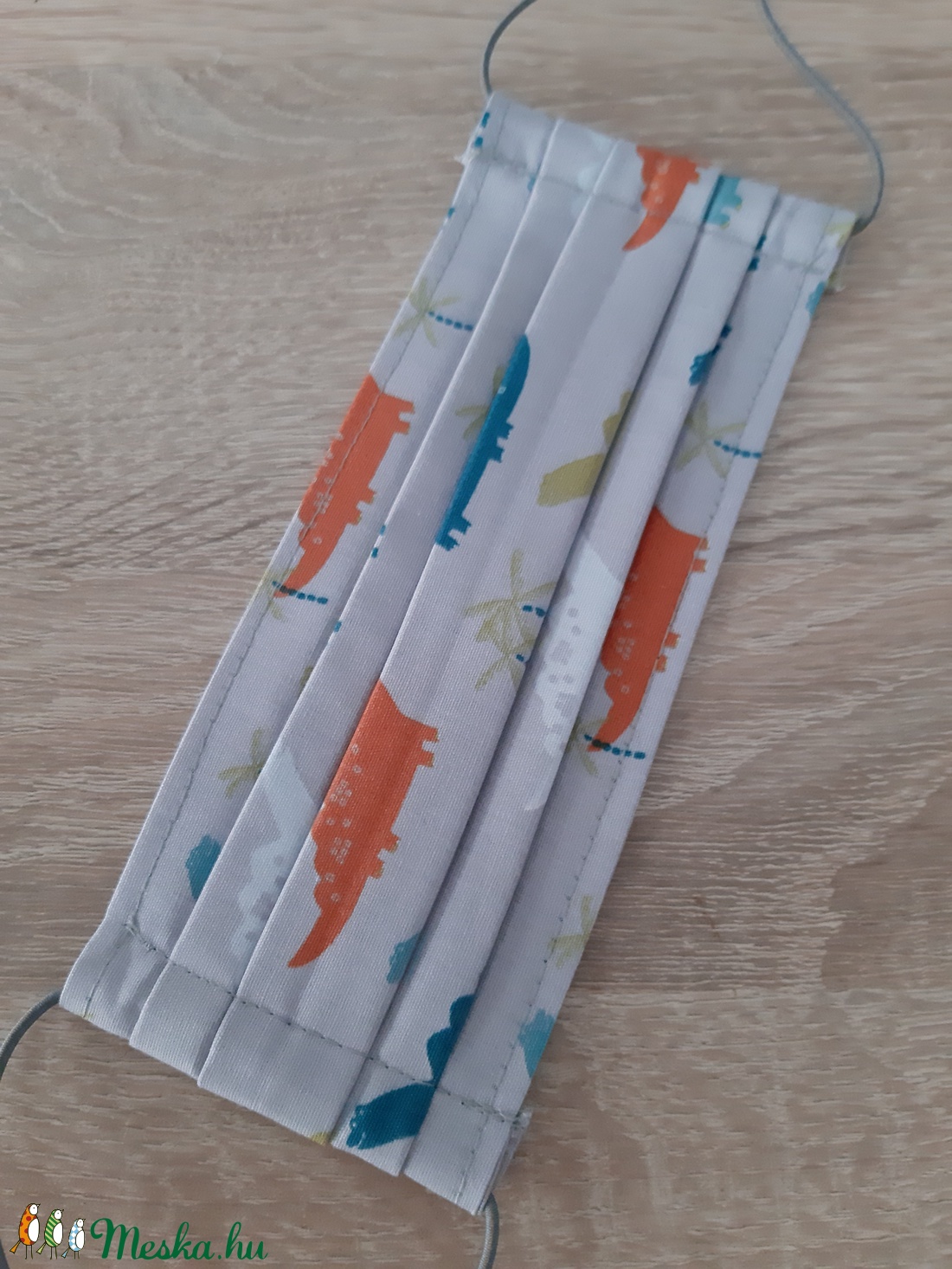 Gyermek textil maszk - szürke, dínós - gyerek - gyerek - Meska.hu