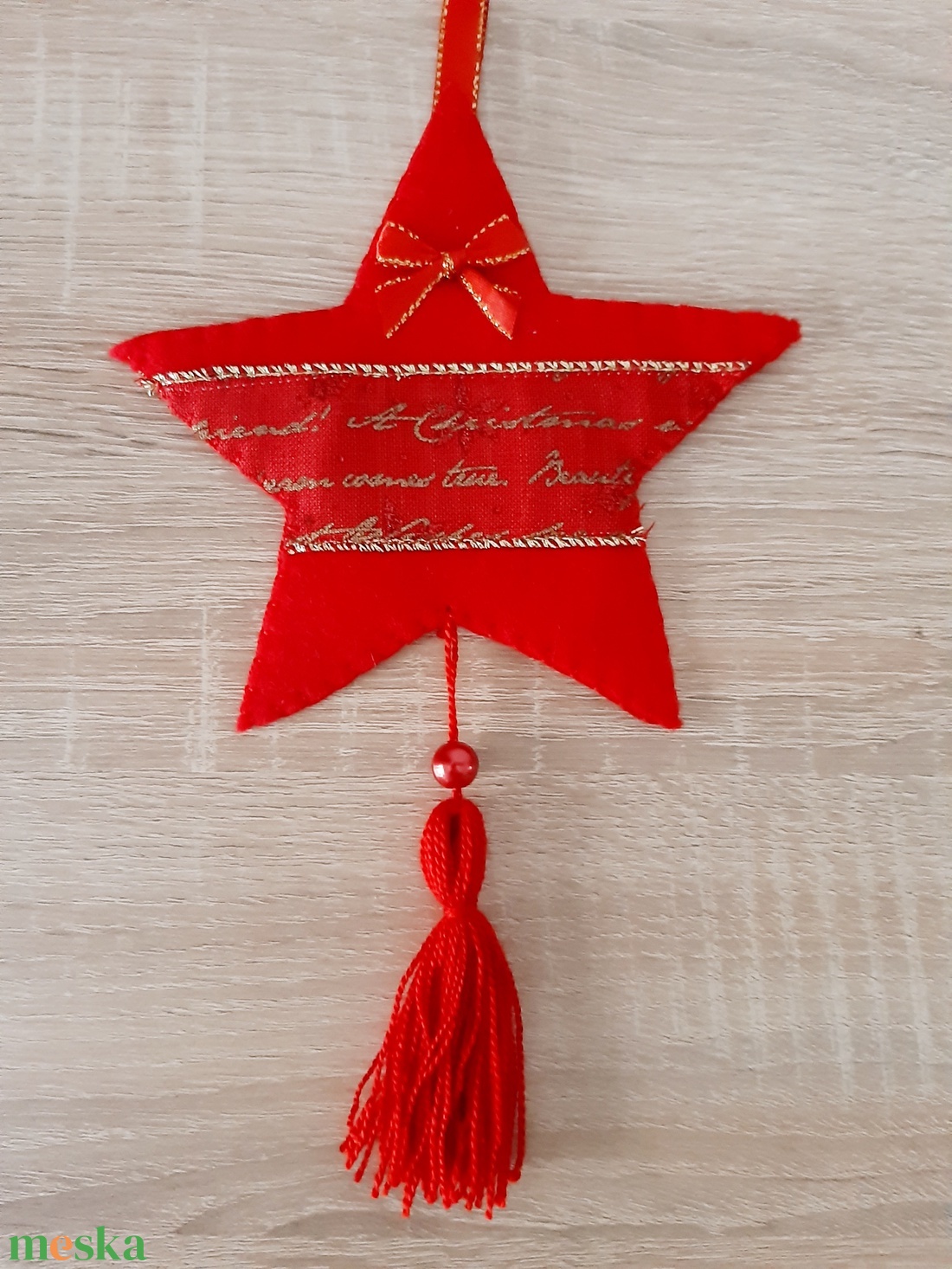 Filc téli duó - piros és arany színvilágban - karácsony - karácsonyi lakásdekoráció - karácsonyfadíszek - Meska.hu