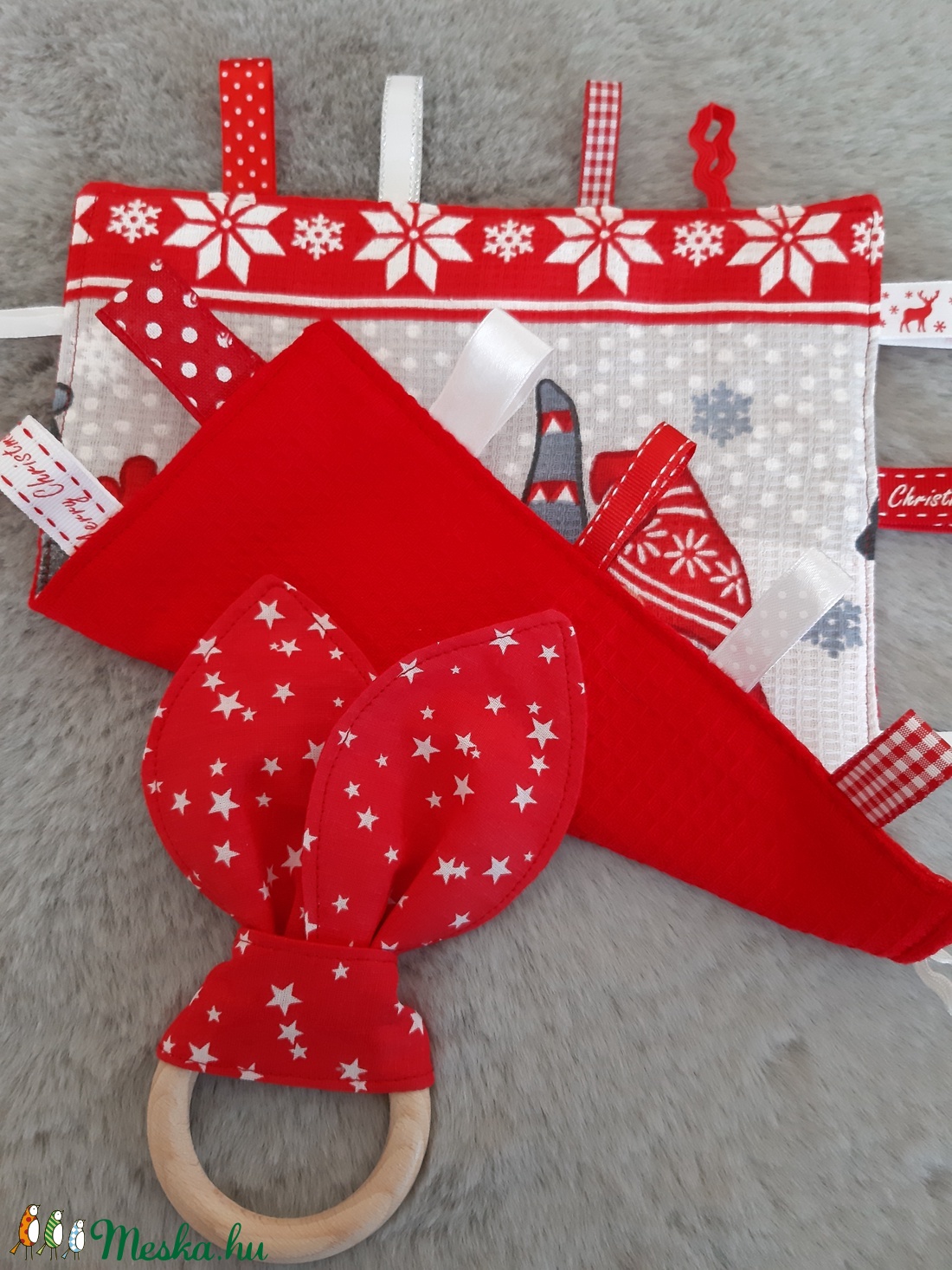 Karácsonyi szett babáknak - piros manók - játék & sport - 3 éves kor alattiaknak - alvóka & rongyi - Meska.hu