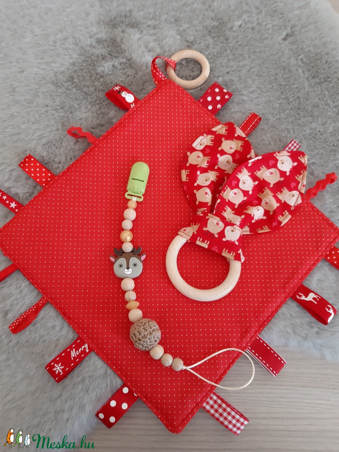 Karácsonyi baba szett - réni - baba - mama - baba játékok - szundikendő, alvóka - Meska.hu