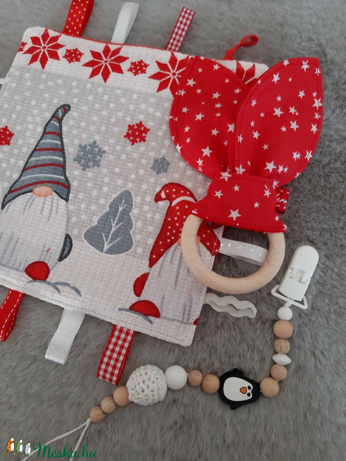 Karácsonyi baba szett - manók és pingvin - játék & sport - 3 éves kor alattiaknak - alvóka & rongyi - Meska.hu