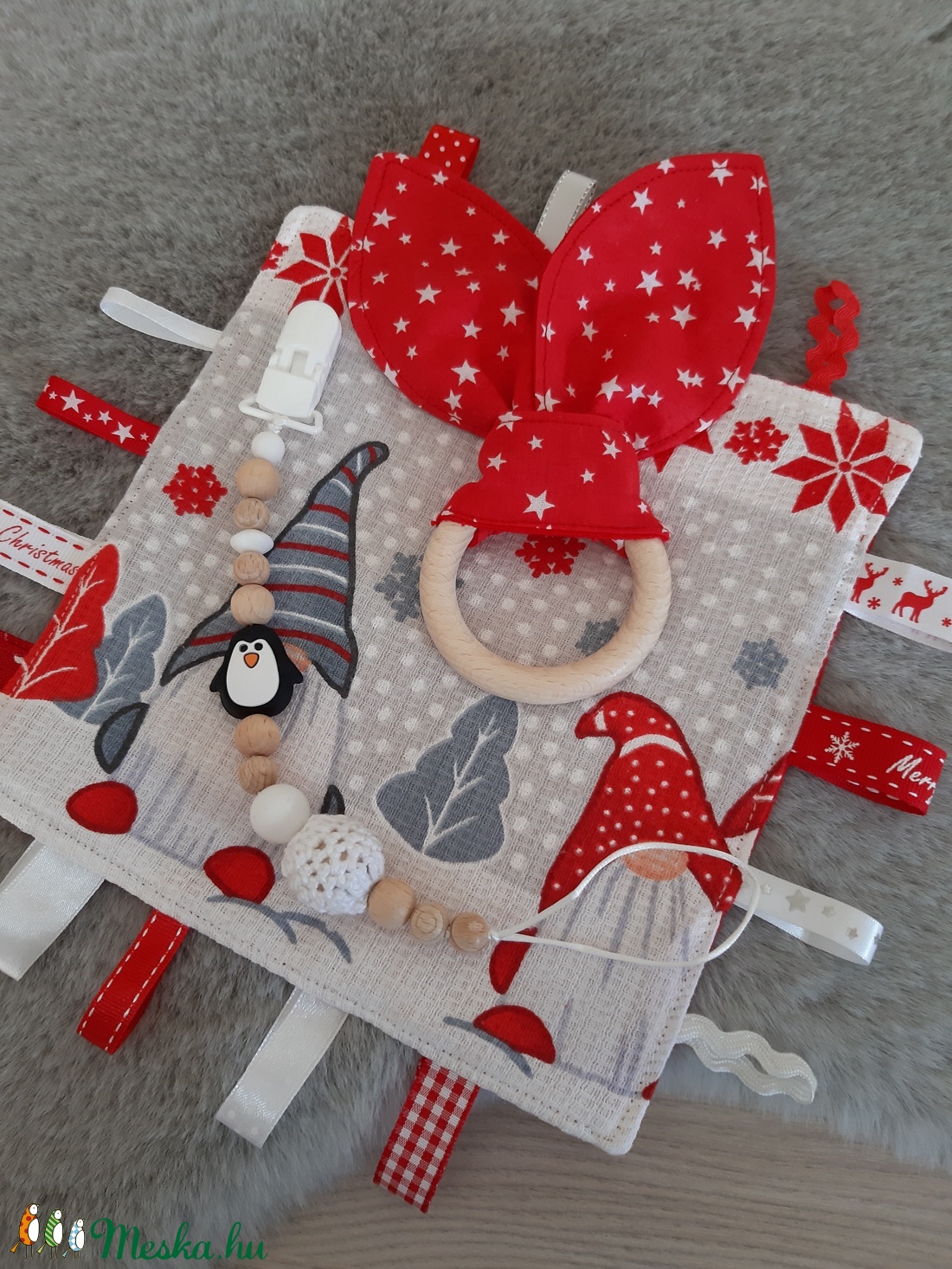 Karácsonyi baba szett - manók és pingvin - játék & sport - 3 éves kor alattiaknak - alvóka & rongyi - Meska.hu