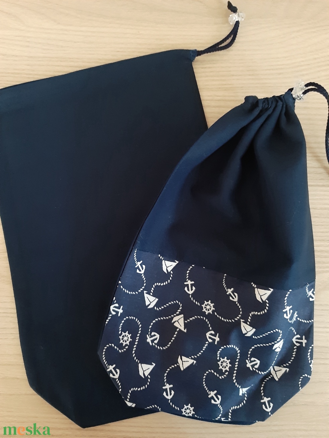 Bármitartó zsákocska szett - tengeres, sötétkék - táska & tok - bevásárlás & shopper táska - shopper, textiltáska, szatyor - Meska.hu