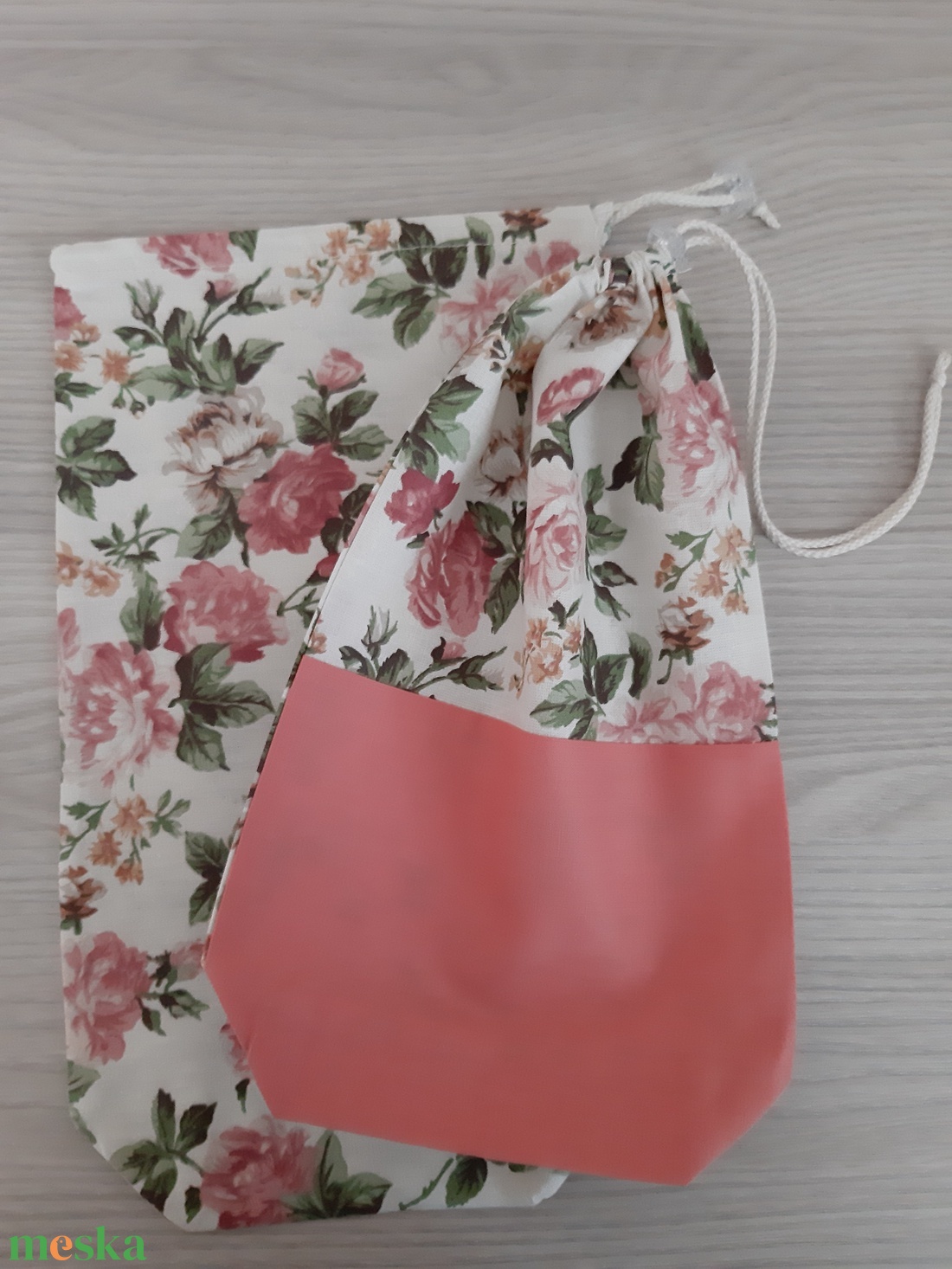 Bármitartó zsákocska szett - romantikus rózsákkal, vintage színvilágban - táska & tok - bevásárlás & shopper táska - shopper, textiltáska, szatyor - Meska.hu