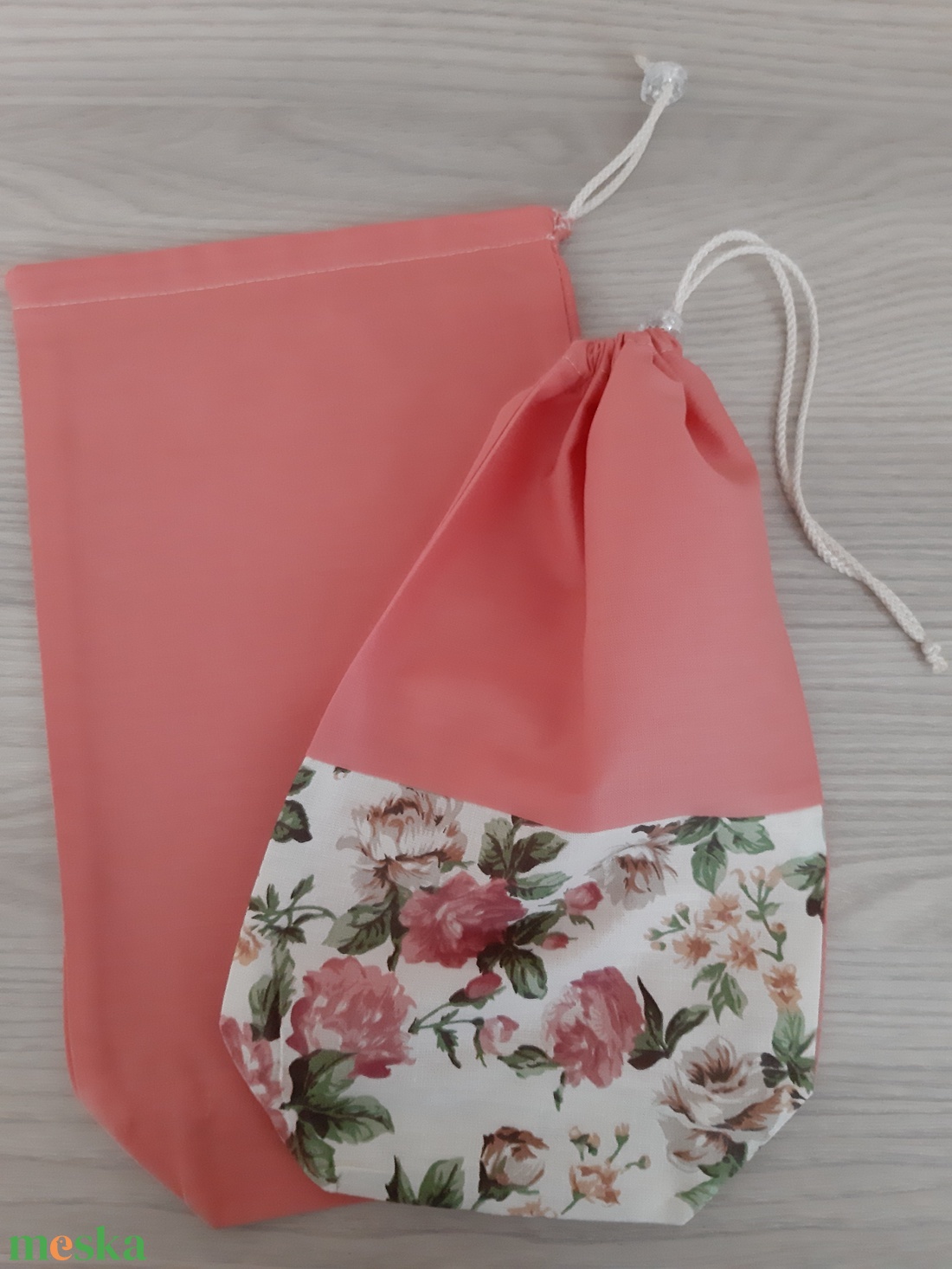 Bármitartó zsákocska szett - romantikus rózsákkal, vintage színvilágban - táska & tok - bevásárlás & shopper táska - shopper, textiltáska, szatyor - Meska.hu