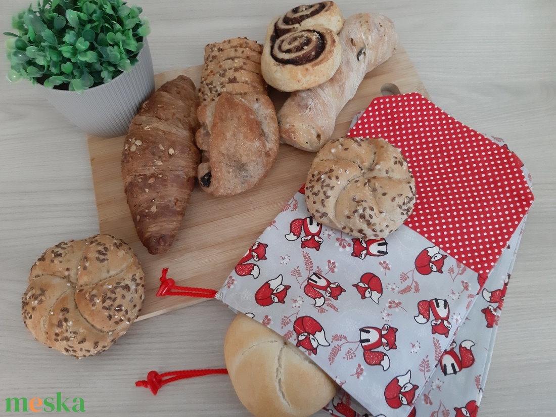 Bármitartó zsákocska szett - rókás, piros pötyis - táska & tok - bevásárlás & shopper táska - shopper, textiltáska, szatyor - Meska.hu